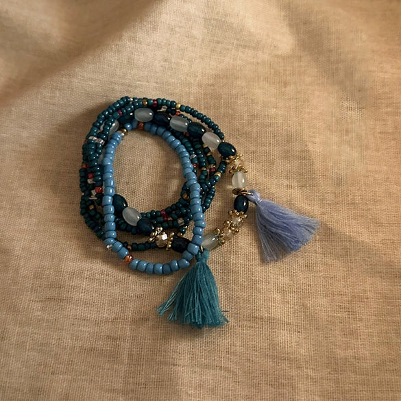 Women's Bohemian Style Handmade Multi Layer Rice Beads Geometric Bracelet Jewelry