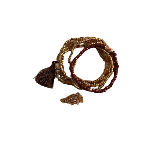 Women's Bohemian Style Handmade Multi Layer Rice Beads Geometric Bracelet Jewelry
