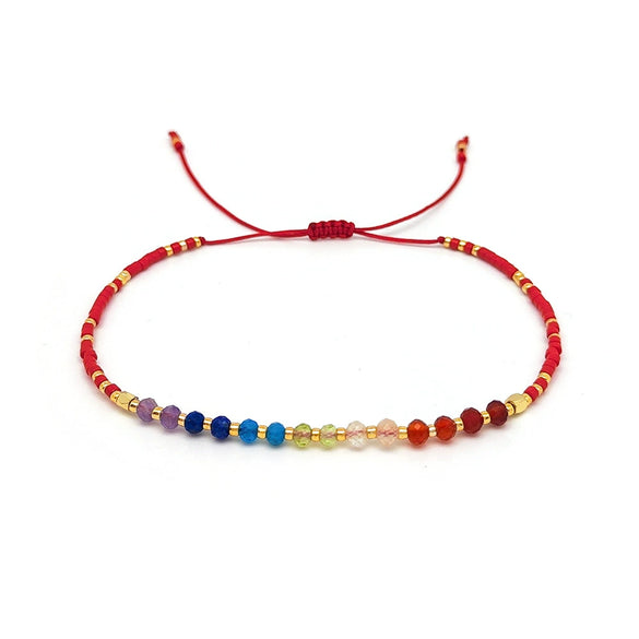 Women's Bohemian Style Handwoven Cord Bracelet With Geometric Pattern And Tianhe Stone Beads