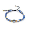 Women's Bohemian Style Handwoven Glass And Glaze Beaded Bracelet With Geometric Pattern
