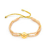 Women's Bohemian Style Handwoven Glass And Glaze Beaded Bracelet With Geometric Pattern