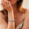 Women's Bohemian Style Handwoven Glass And Glaze Beaded Bracelet With Geometric Pattern