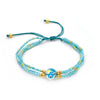 Women's Bohemian Style Handwoven Glass And Glaze Beaded Bracelet With Geometric Pattern