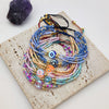 Women's Bohemian Style Handwoven Glass And Glaze Beaded Bracelet With Geometric Pattern