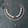 Women's Bohemian Style Shell Multilayer Clavicle Chain Necklace With Geometric Pendant Handmade