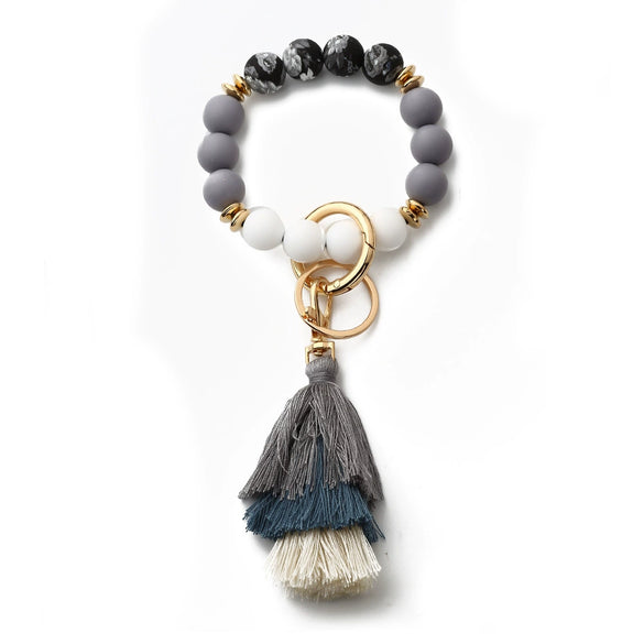 Women's Bohemian Style Silicone Round Bead Tassel Bracelet