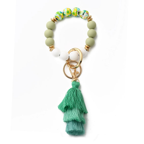 Women's Bohemian Style Silicone Round Bead Tassel Bracelet