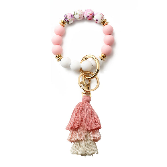 Women's Bohemian Style Silicone Round Bead Tassel Bracelet