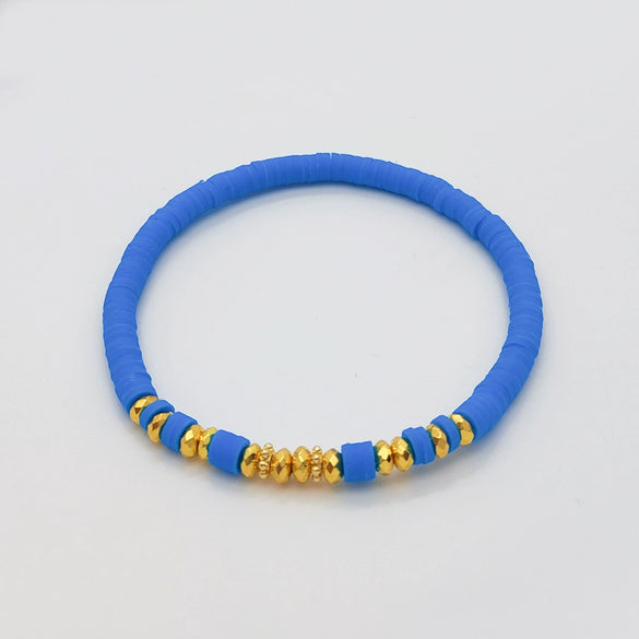 Women's Bohemian Style Soft Pottery Beaded Handwoven Geometric Bracelet