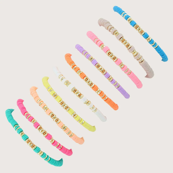 Women's Bohemian Style Soft Pottery Beaded Handwoven Geometric Bracelet