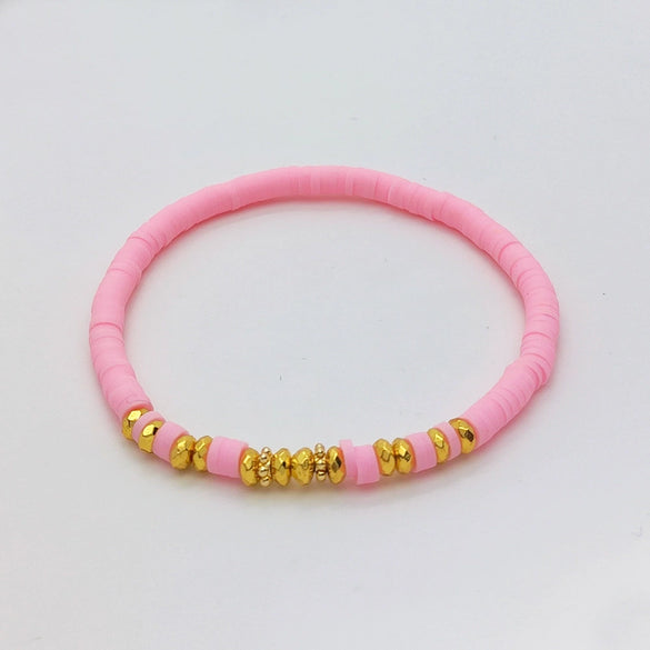 Women's Bohemian Style Soft Pottery Beaded Handwoven Geometric Bracelet