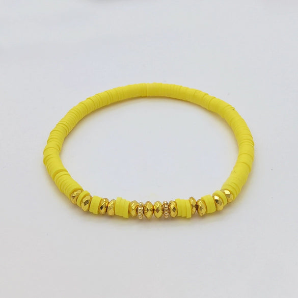 Women's Bohemian Style Soft Pottery Beaded Handwoven Geometric Bracelet