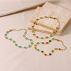 Women's Bohemian Style Stainless Steel And Gold Geometric Kanklet With 18K Gold Plated Chain