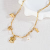 Women's Bohemian Style Stainless Steel Animal Zodiac Ceramic Necklace With Long O Shaped Chain And Electroplating