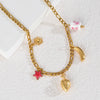 Women's Bohemian Style Stainless Steel Animal Zodiac Ceramic Necklace With Long O Shaped Chain And Electroplating