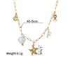 Women's Bohemian Style Stainless Steel Animal Zodiac Ceramic Necklace With Long O Shaped Chain And Electroplating