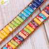 Women's Bohemian Style Synthetic Stone Cylindrical Bead Leather Rope Bracelet With Geometric Rainbow Beads And Electroplated Copper Alloy Accessories