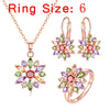 Women's Bohemian Zircon Jewelry Set With Plant Flower Design Snowflake Earrings Necklace And Bracelet
