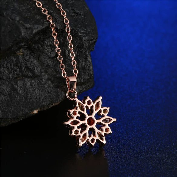 Women's Bohemian Zircon Jewelry Set With Plant Flower Design Snowflake Earrings Necklace And Bracelet