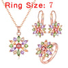 Women's Bohemian Zircon Jewelry Set With Plant Flower Design Snowflake Earrings Necklace And Bracelet
