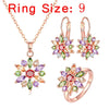 Women's Bohemian Zircon Jewelry Set With Plant Flower Design Snowflake Earrings Necklace And Bracelet