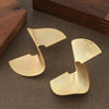 Women's Bold Irregular Fanshaped Geometric Metal Earrings With Genuine Gold Plating And Luxurious Statement Style