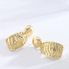 Women's Bold Irregular Geometric Square Wave Earrings Metal Statement Jewelry With Real Gold Plating And Copper Ear Posts Modern Luxury Style
