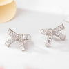 Women's Bow Earrings With Square Zircon Accents Electroplated Copper Fashion Jewelry For Wholesale
