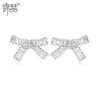 Women's Bow Earrings With Square Zircon Accents Electroplated Copper Fashion Jewelry For Wholesale