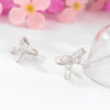 Women's Bow Earrings With Square Zircon Accents Electroplated Copper Fashion Jewelry For Wholesale