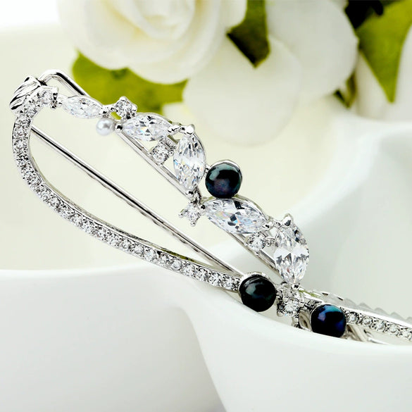 Women's Bow Hairpin Set With Zircon And Freshwater Pearl Accents Copper Hair Accessories