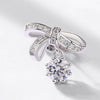 Women's Bow Moissanite Earrings S925 Silver Inlaid Retro Style
