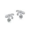 Women's Bow Moissanite Earrings S925 Silver Inlaid Retro Style