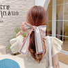 Women's Bow Ribbon Silk Scarf Hair Tie Pearl Accent All Match Headband Hair Accessory