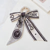 Women's Bow Ribbon Silk Scarf Hair Tie Pearl Accent All Match Headband Hair Accessory