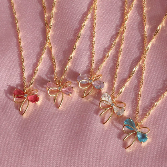 Women's Bow Style Copper And 925 Silver Electroplated Necklace