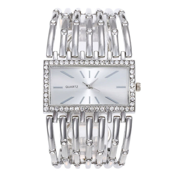Women's Bracelet Quartz Watch Alloy Case Stainless Steel Clasp Imitation Leather Strap Rectangle Dial Leisure Style
