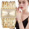 Women's Bracelet Quartz Watch Alloy Case Stainless Steel Clasp Imitation Leather Strap Rectangle Dial Leisure Style