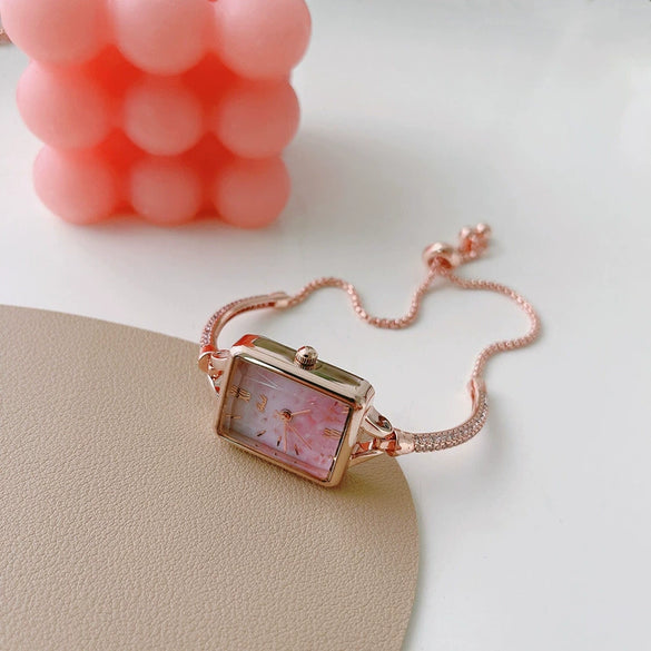 Women's Bracelet Watch Alloy Case Ordinary Glass Mirror Leisure Marble Square Design