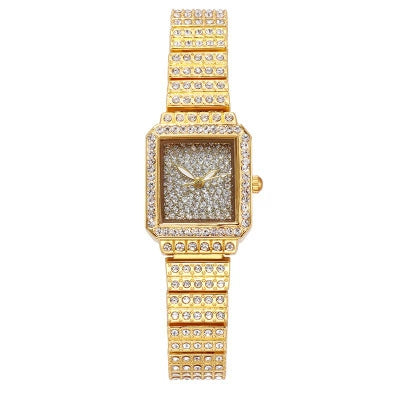 Women's Bracelet Watch Alloy Case Steel Strap Rectangle Dial Rhinestone Gypsophila Design