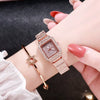 Women's Bracelet Watch Alloy Case Steel Strap Rectangle Dial Rhinestone Gypsophila Design
