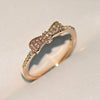 Women's Brass And White Steel Bow Ring With Full Cubic Zirconia Micro Inlay Romantic Cute Party Jewelry