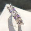Women's Brass And White Steel Ring With Blue Pointed Zircon And Full Pavé Diamond Style Design