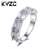 Women's Brass And White Steel Ring With Blue Pointed Zircon And Full Pavé Diamond Style Design