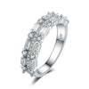 Women's Brass And White Steel Ring With Blue Pointed Zircon And Full Pavé Diamond Style Design