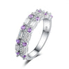 Women's Brass And White Steel Ring With Blue Pointed Zircon And Full Pavé Diamond Style Design