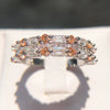 Women's Brass And White Steel Ring With Blue Pointed Zircon And Full Pavé Diamond Style Design