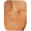 Women's Brass Asymmetrical Circle Paper Clip Necklace Set Geometric Multi Layer Layered Chain Necklaces With Electroplated Finish