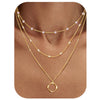 Women's Brass Asymmetrical Circle Paper Clip Necklace Set Geometric Multi Layer Layered Chain Necklaces With Electroplated Finish