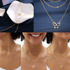 Women's Brass Asymmetrical Circle Paper Clip Necklace Set Geometric Multi Layer Layered Chain Necklaces With Electroplated Finish